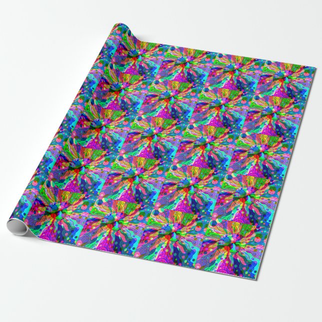 Sketching Fantasy Art - Abstract Neon Shift 1 Wrapping Paper (Unrolled)