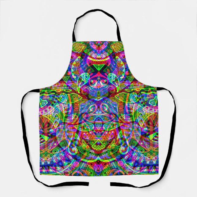 Sketching Fantasy Art - Abstract Neon Shift 3 Apron (Front)
