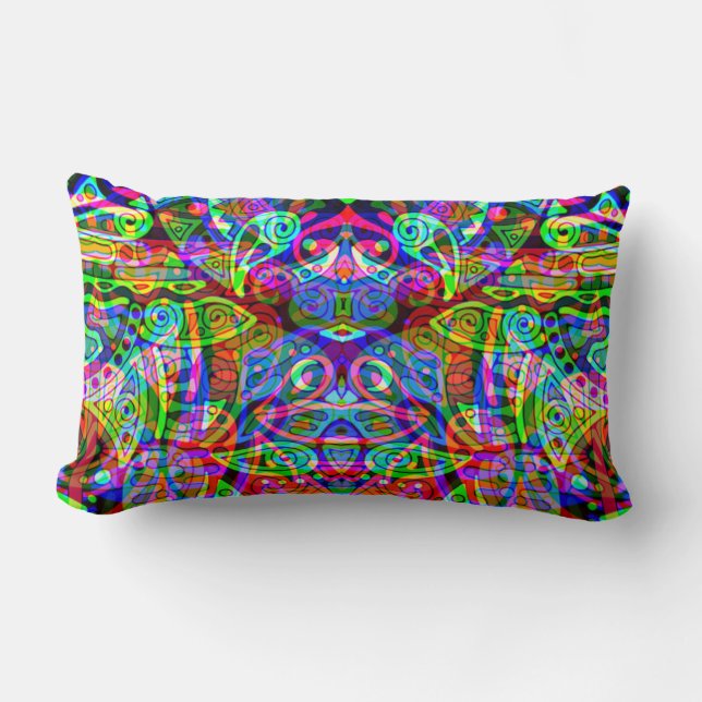 Sketching Fantasy Art - Abstract Neon Shift 3 Lumbar Pillow (Front)