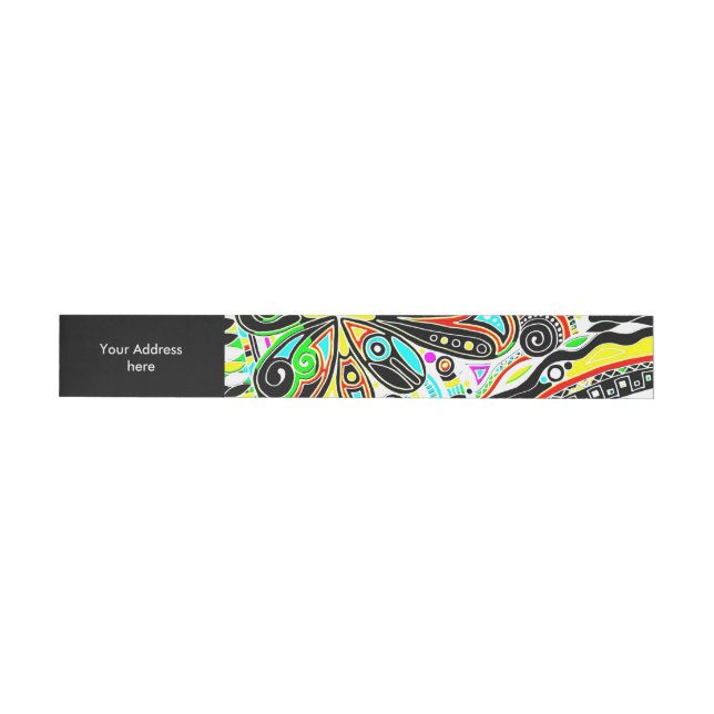 Sketching Fantasy Art - Abstract Neon Shift 3 Wraparound Address Label (Individual)