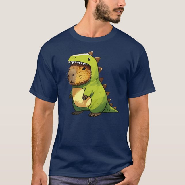 Sketchy Capybara In Dinosaur Costume friend T-Shirt (Front)