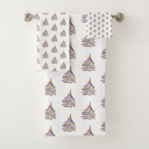Sketchy Christmas Tree Bath Towel Set
