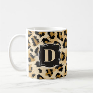 Sketchy Classic Leopard Pattern w/ Custom Monogram Coffee Mug