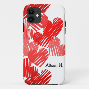 Sketchy Coeurs rouges avec le nom iPhone 5 Coque