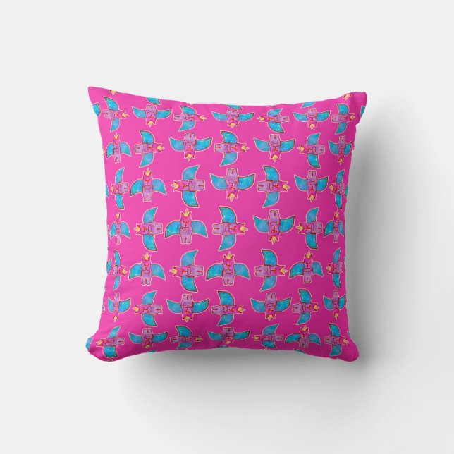 Sketchy Creatures Colourful Pattern Throw Pillow (Front)