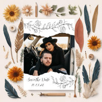 Sketchy Flowers and Ripped Paper Save Date