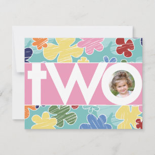 Sketchy Flowers Second Birthday Invitation