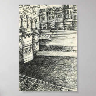 Sketchy In Paris: The River Seine Poster