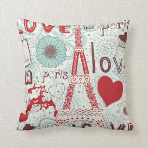 Sketchy Love in Paris. Throw Pillow