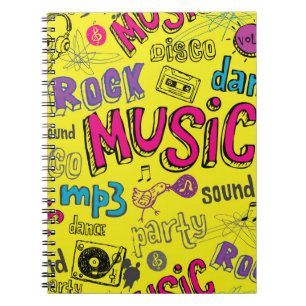 Sketchy Music Doodles Seamless Background Notebook