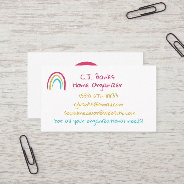 Sketchy Rainbow Business Cards (Front/Back In Situ)