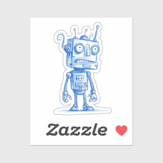 Sketchy Robot Sticker — Quirky Hand-Drawn Design