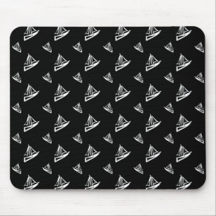 Sketchy Sailboat Pattern Mouse Pad