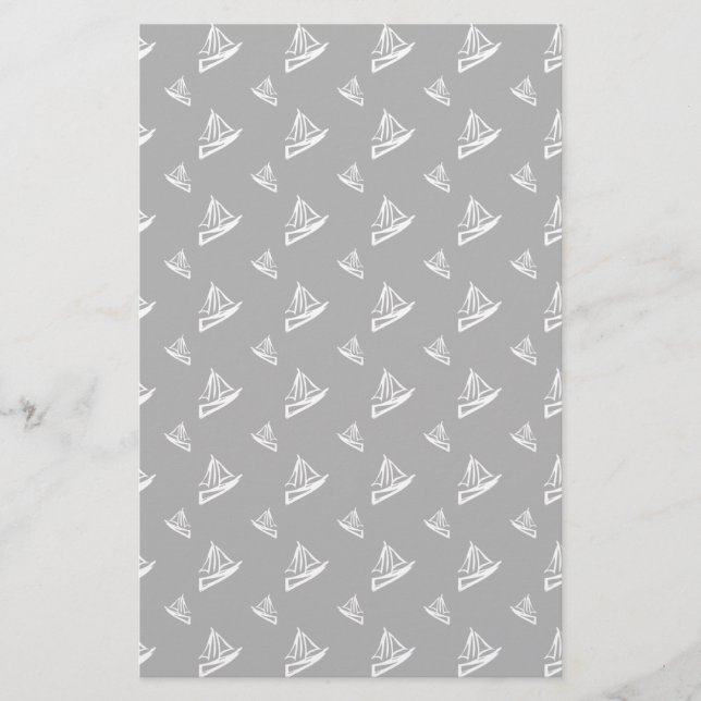 Sketchy Sailboat Pattern Stationery (Front)