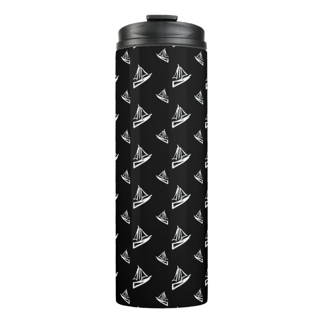 Sketchy Sailboat Pattern Thermal Tumbler (Front)