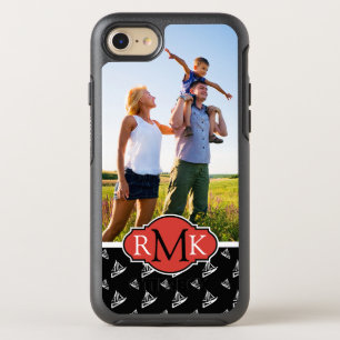 Sketchy Sailboat Pattern   Your Photo & Monogram OtterBox Symmetry iPhone 8/7 Case