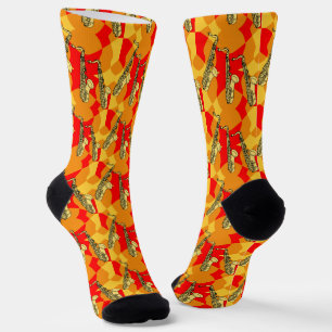 Sketchy Saxophone Grey Pattern Socks
