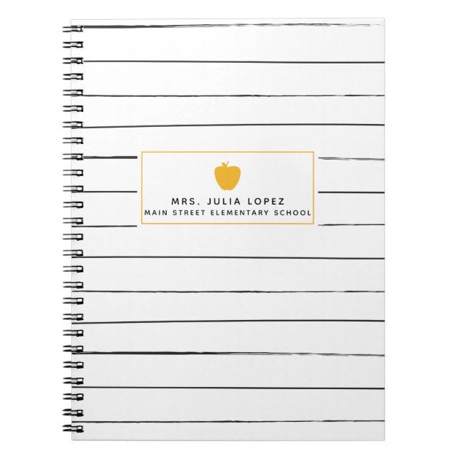 Sketchy Stripes Golden Apple Teacher Notebook (Front)