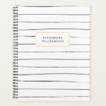 Sketchy Stripes Personalized Planner<br><div class="desc">A  planner featuring a sketchbook inspired black and white thin stripes design on front and back.</div>