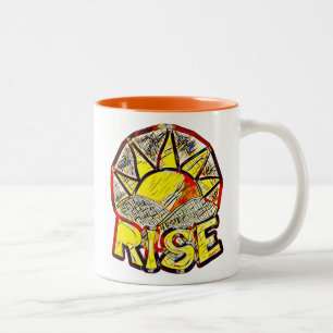 Sketchy Sun Rise ~ Uplifting Message Two-Tone Coffee Mug