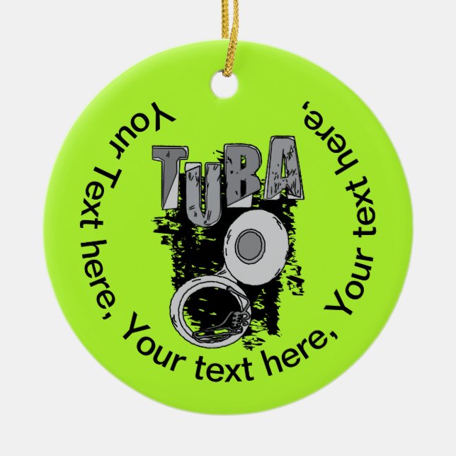Sketchy Tuba and Text Ceramic Ornament (Front)
