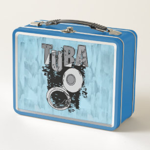 Sketchy Tuba and Text Metal Lunch Box