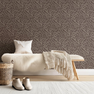 Sketchy Wavy Vines / nutshell brown Wallpaper