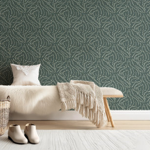 Sketchy Wavy Vines / rocky river green Wallpaper