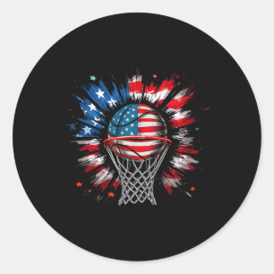 Sketll 4th Of July Men Boys American Flag Patrioti Classic Round Sticker