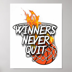 Sketll Apparel - Winners Never Quit - Fire Sketll Poster