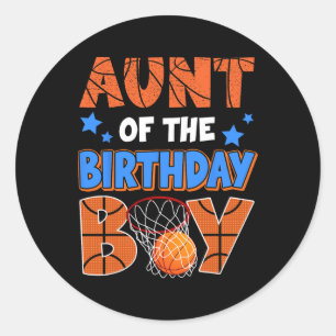Sketll Aunt Of The Birthday Boy Family Matching Classic Round Sticker