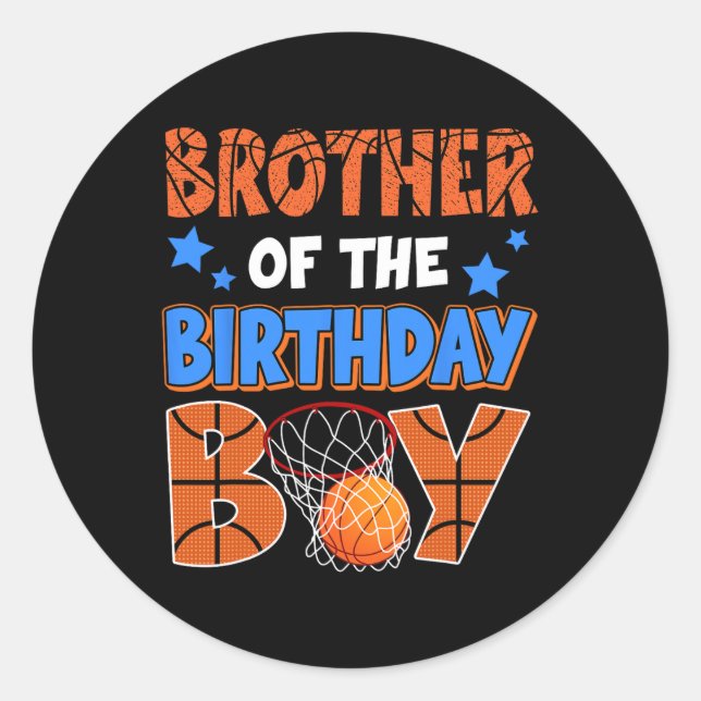Sketll Brother Of The Birthday Boy Family Matching Classic Round Sticker (Front)