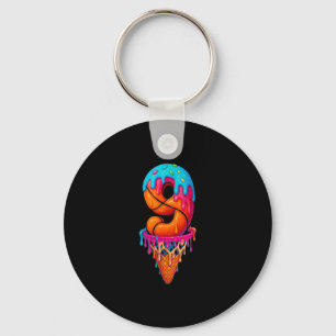 Sketll Drip 9 Year Old Ice Cream Drip 9th Birthday Keychain