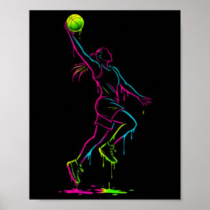 Sketll Girl Colourful Outline Athletic Street Art Poster
