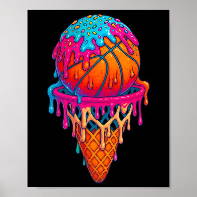 Sketll Ice Cream Drip Cone Boys Girls Youth Sketll Poster (Front)