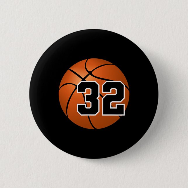 Sketll Jersey Lucky Favourite Number #32  2 Inch Round Button (Front)