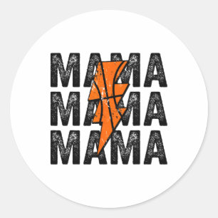 Sketll Mama Distressed Lightning Bolt Mom Classic Round Sticker