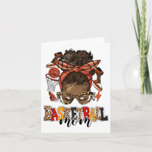 Sketll Mom Game Day Messy Bun Leopard Mother's Day Card