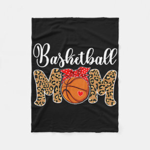 Sketll Mom Mother Leopard Sketll Hoop Net Game Day Fleece Blanket