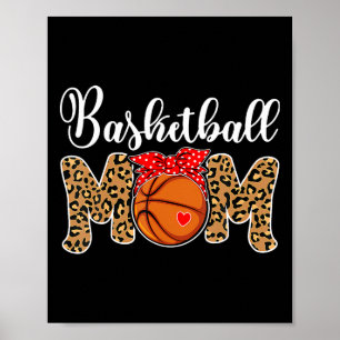 Sketll Mom Mother Leopard Sketll Hoop Net Game Day Poster