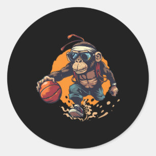 Sketll Monkey Artwork Colourful Sketll Player  Classic Round Sticker