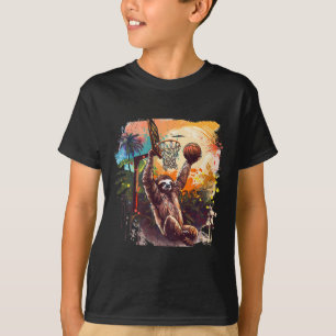 Sketll Nature Sloth Slam Dunk Splash Sketll Player T-Shirt