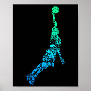 Sketll Player Coach Dunking Kids Boys Men  Poster