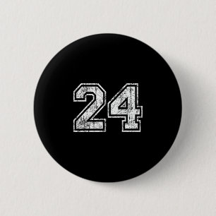 Sketll Player Jersey Number 24 Vintage Distressed  2 Inch Round Button
