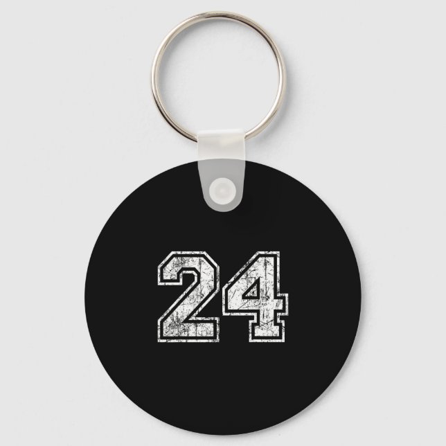 Sketll Player Jersey Number 24 Vintage Distressed  Keychain (Front)