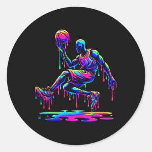 Sketll Player Jump Ice Cream Drippy Melting Liquid Classic Round Sticker