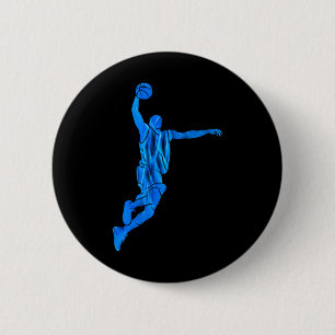 Sketll Player Slam Dunk Blue Flames Abstract Art S 2 Inch Round Button