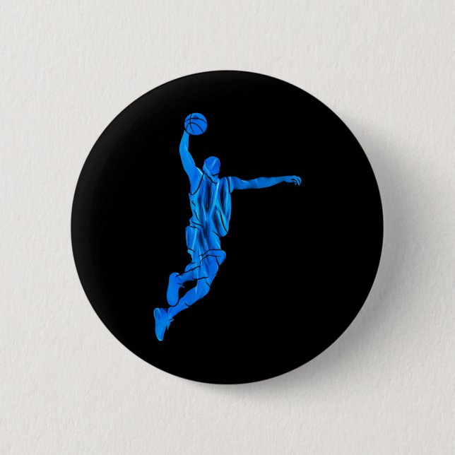 Sketll Player Slam Dunk Blue Flames Abstract Art S 2 Inch Round Button (Front)
