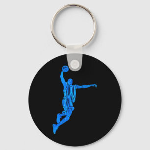 Sketll Player Slam Dunk Blue Flames Abstract Art S Keychain