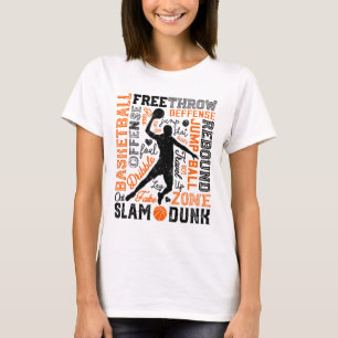 Sketll Player Slam Dunk Typography Word Art Vintag T-Shirt